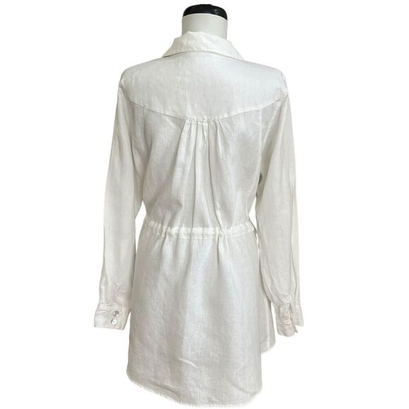 Soft Surroundings Linen Tunic Shirt Jacket M White Coastal Beach Minimalist - Picture 3 of 9